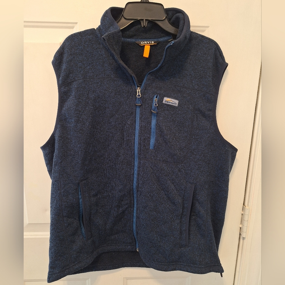 Orvis R65 Sweater Fleece Vest Sustainable Materials navy Size XL